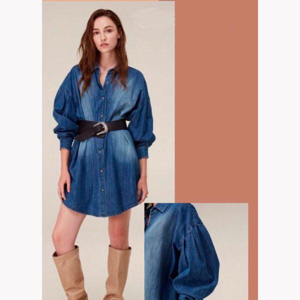 Vestido denim manga larga